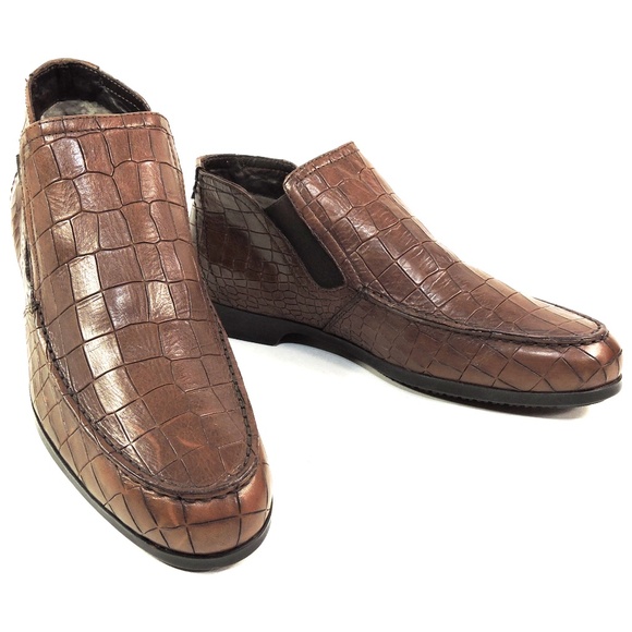 BALDININI 🇮🇹 MEN'S BROWN SOFT LEATHER WINTER FUR LINING CHELSEA BOOTIE - Picture 1 of 7